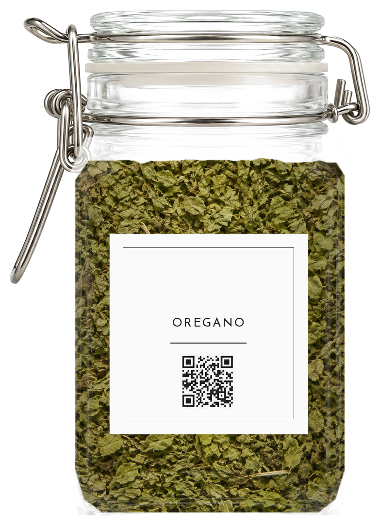 Square label on a spice jar